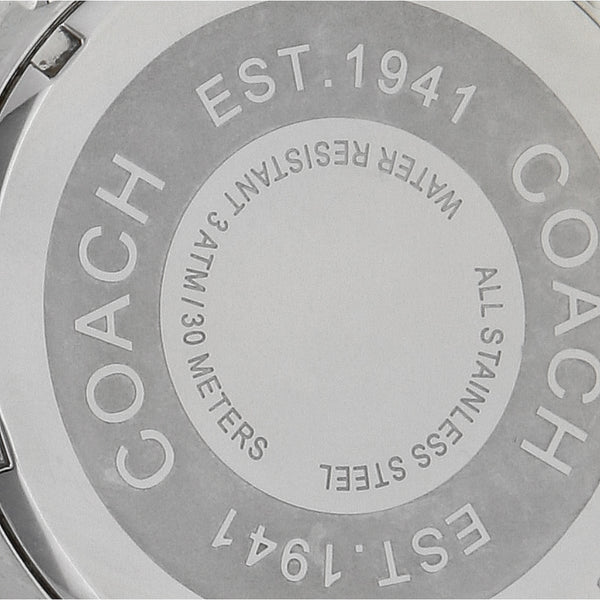 Reloj Coach para caballero en acero inoxidable correa piel.