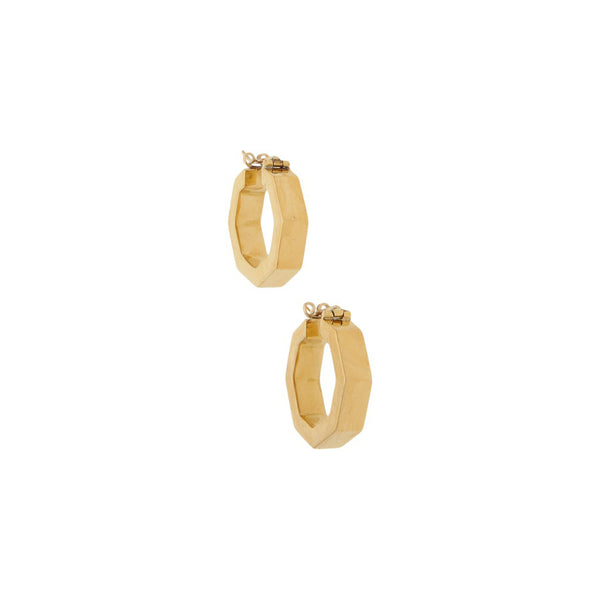 Par arracadas huecas en oro amarillo 16 kilates.