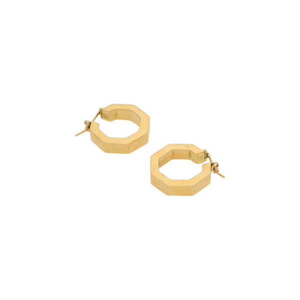 Par arracadas huecas en oro amarillo 16 kilates.