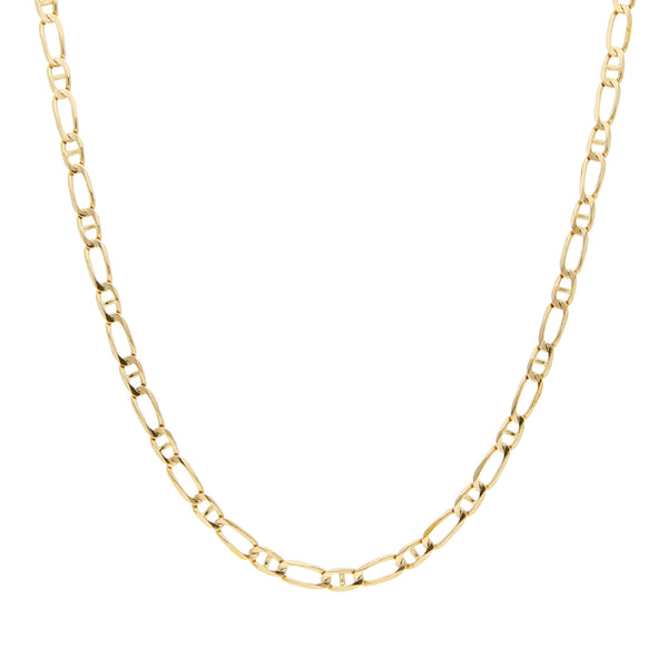 Collar eslabón combinado en oro amarillo 14 kilates.