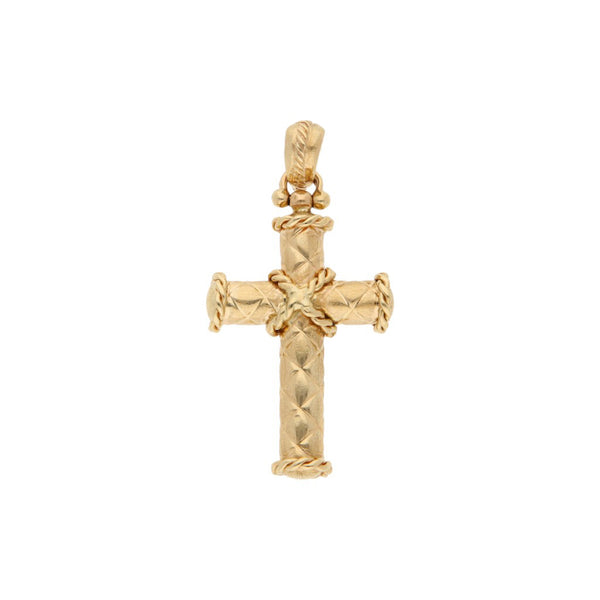 Cruz diseño especial en oro amarillo 14 kilates.