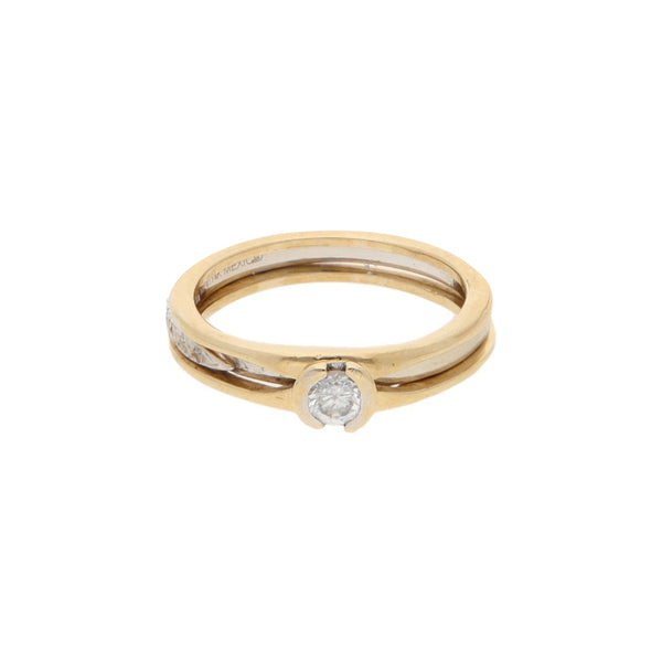 Anillo de compromiso con sintético en oro dos tonos 14 kilates.