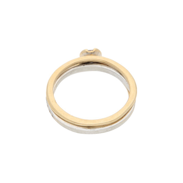 Anillo de compromiso con sintético en oro dos tonos 14 kilates.