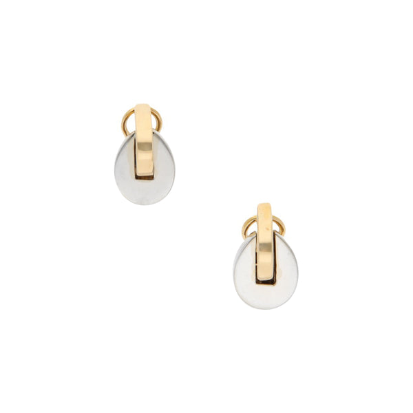 Aretes diseño especial en oro dos tonos 14 kilates.