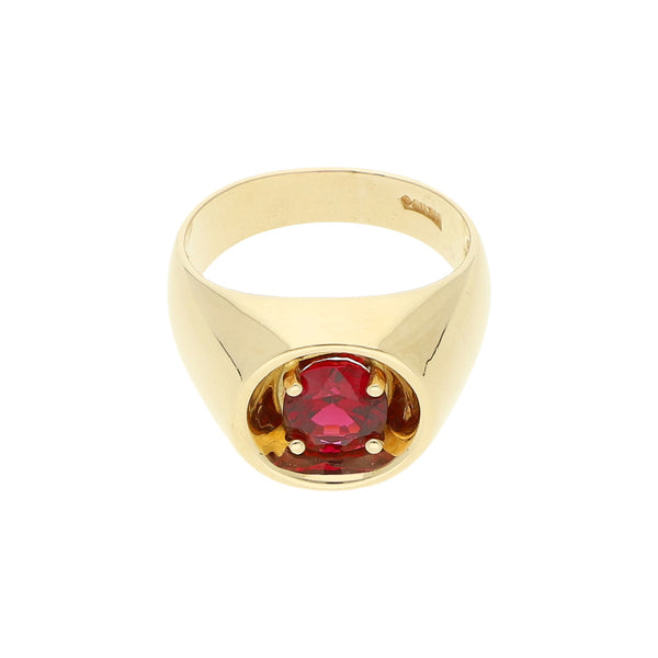 Anillo diseño especial con sintético en oro amarillo 14 kilates.