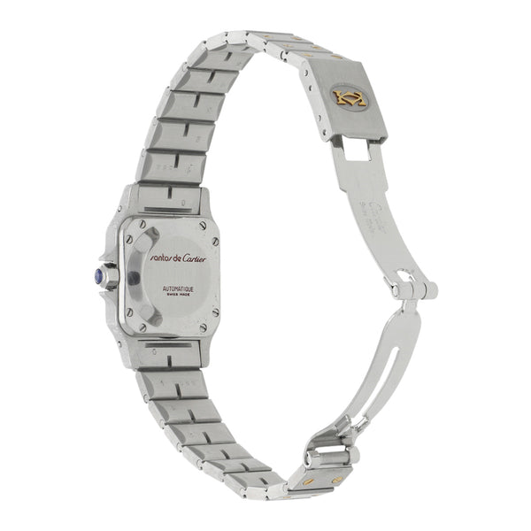 Reloj Cartier para dama modelo Santos, vistas Acero / Oro de 18 kilates.