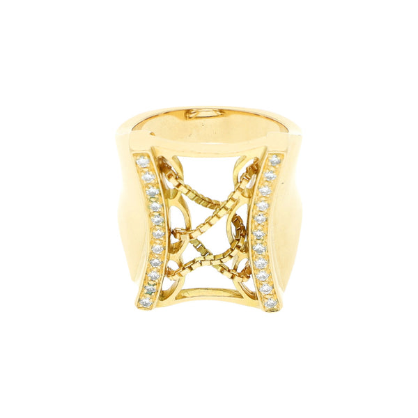 Anillo Calado con diamantes en oro 18 kilates.