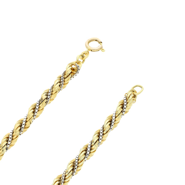 Collar eslabón torzal con aplicaciones en oro dos tonos 14 kilates.