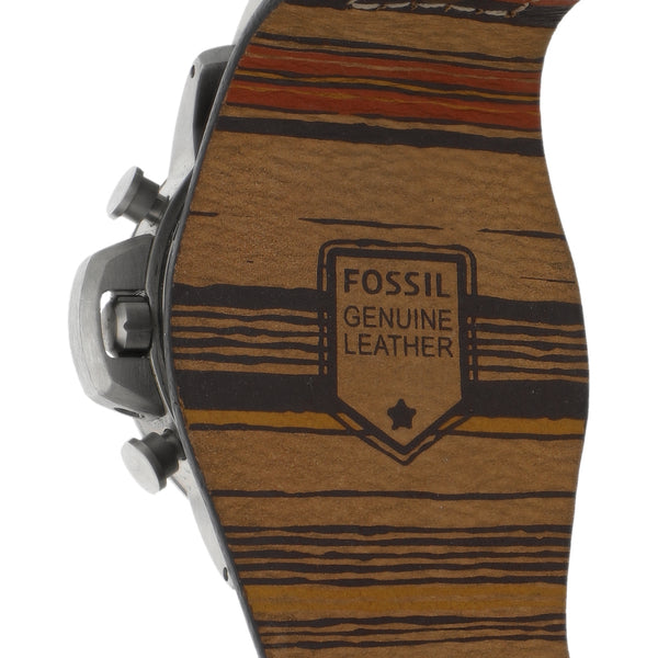Reloj Fossil para caballero en acero y cuero.