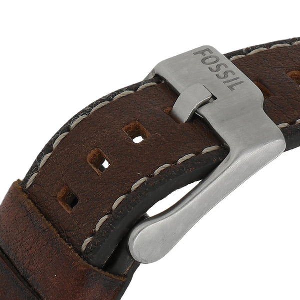 Reloj Fossil para caballero en acero y cuero.
