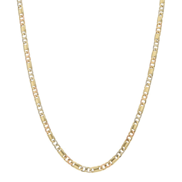 Collar eslabón nudo marino en oro tres tonos 14 kilates.