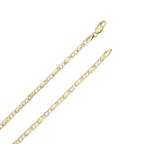 Collar eslabón nudo marino en oro tres tonos 14 kilates.