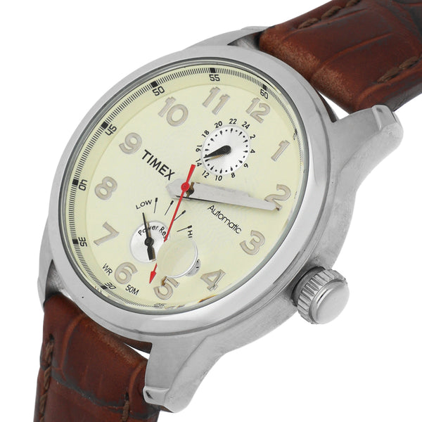 Reloj Timex para caballero acero y cuero.