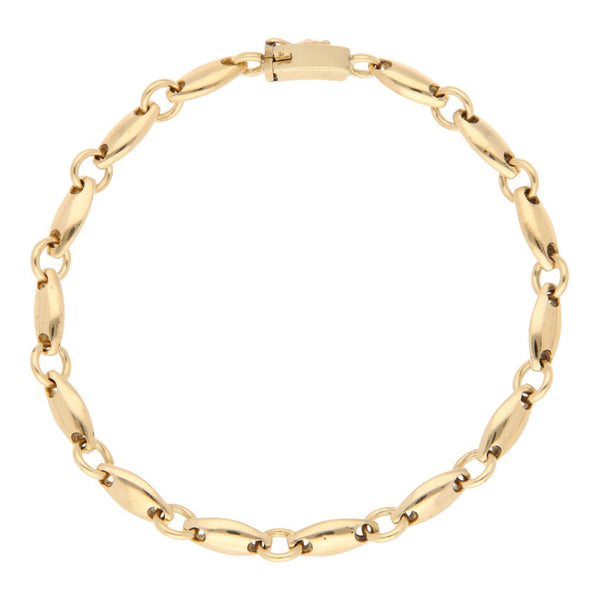 Pulsera eslabón combinado en oro amarillo 18 kilates.