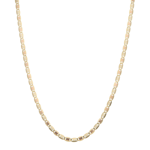 Collar eslabón nudo marino en oro tres tonos 14 kilates.
