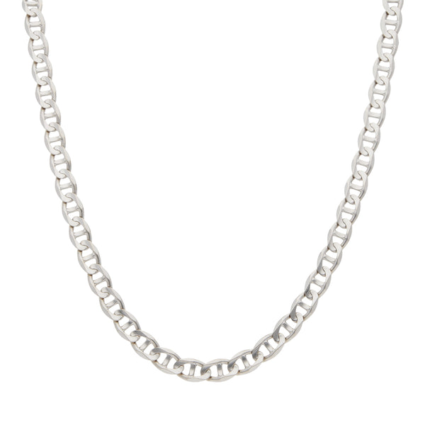 Collar eslabón nudo marino en oro blanco 14 kilates.