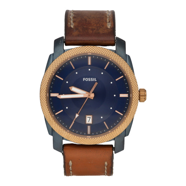 Reloj Fossil para caballero en acero y cuero.