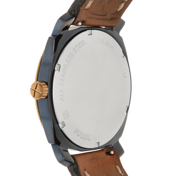 Reloj Fossil para caballero en acero y cuero.