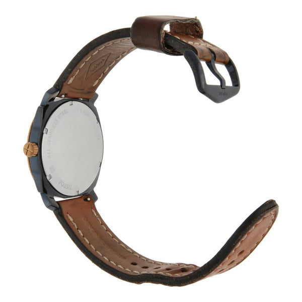 Reloj Fossil para caballero en acero y cuero.