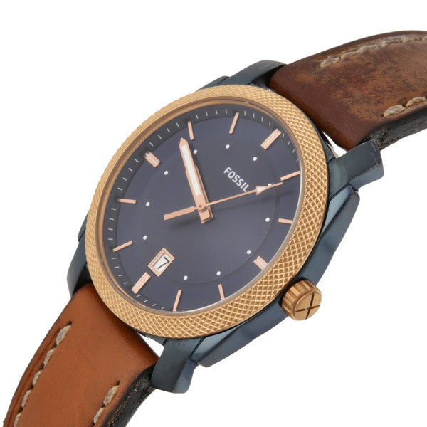 Reloj Fossil para caballero en acero y cuero.