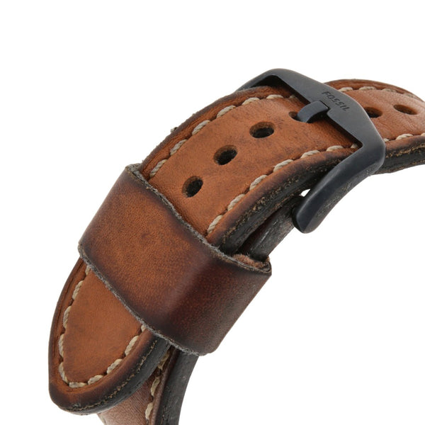 Reloj Fossil para caballero en acero y cuero.