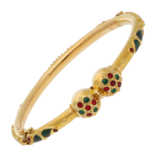 Pulsera de arillo articulada con esmalte en oro amarillo 21 kilates.