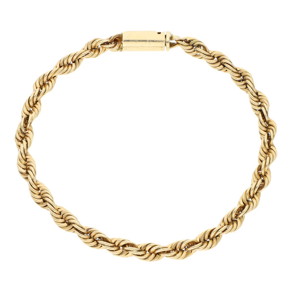 Pulsera eslabón torzal en oro amarillo 14 kilates.