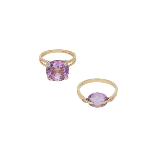 Dos anillos diseño especial firma Tous con diamantes y sintéticos.