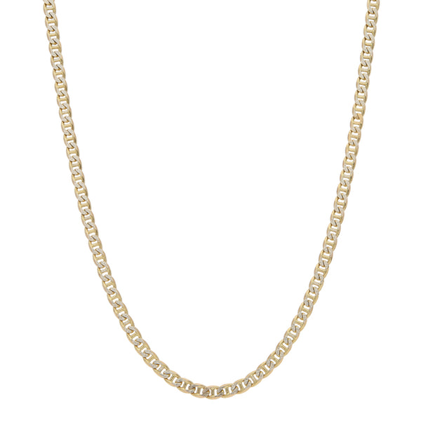 Gargantilla eslabón nudo marino platinado en oro amarillo 14 kilates.