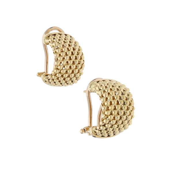 Aretes boleados en oro amarillo 14 kilates.