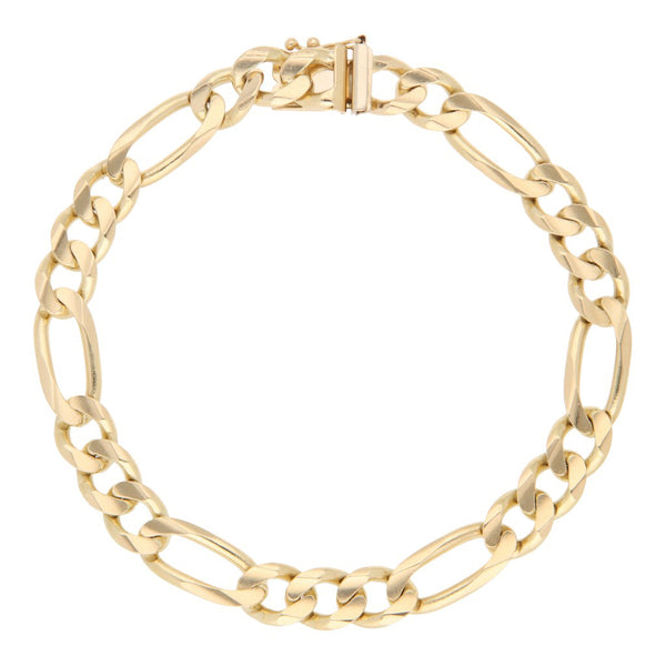 Pulsera de tres eslabones por uno en oro amarillo 14 kilates.