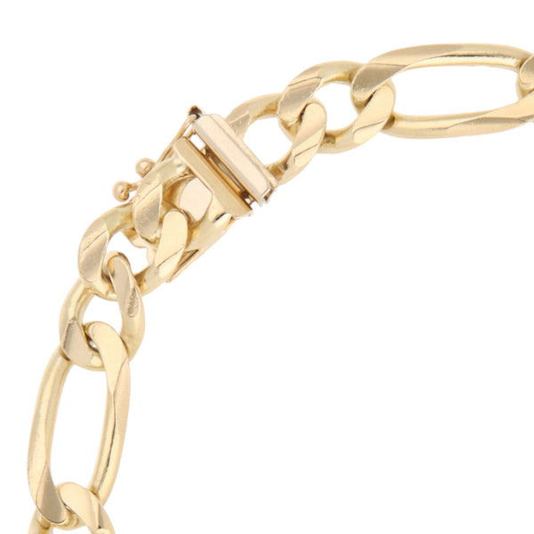Pulsera de tres eslabones por uno en oro amarillo 14 kilates.