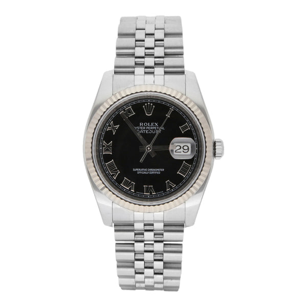 Reloj Rolex para caballero modelo Oyster Perpetual DateJust bisel en oro blanco 18 kilates.