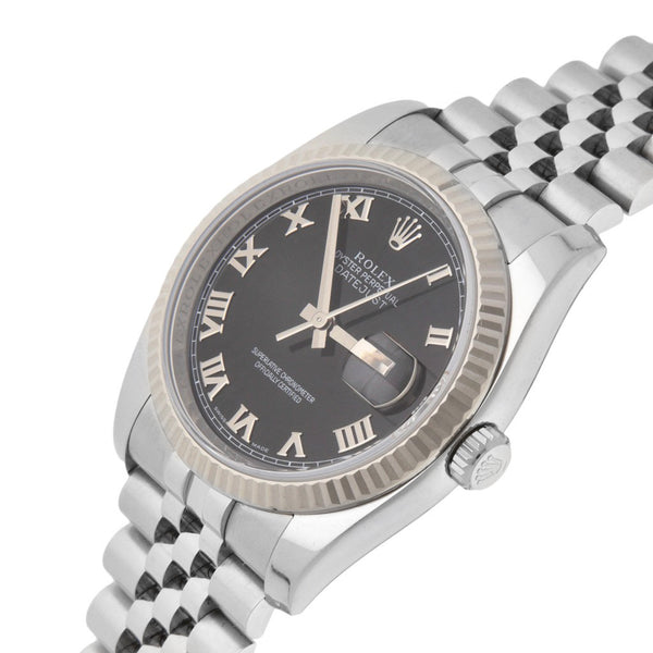 Reloj Rolex para caballero modelo Oyster Perpetual DateJust bisel en oro blanco 18 kilates.