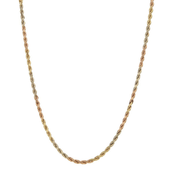 Collar eslabón torzal en oro tres tonos 14 kilates.