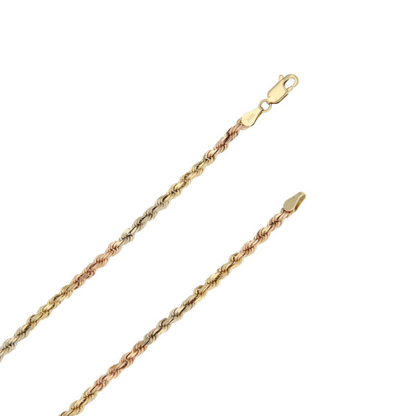 Collar eslabón torzal en oro tres tonos 14 kilates.