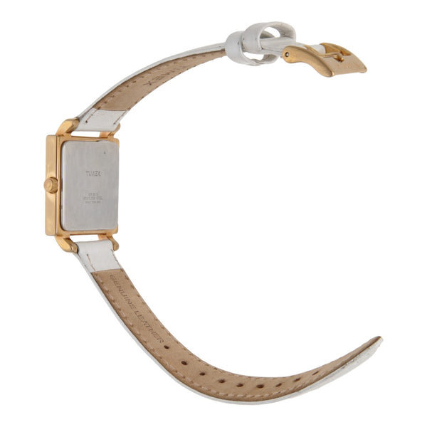 Reloj Timex para dama en acero chapa correa piel.
