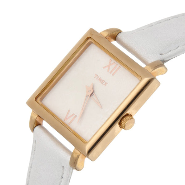 Reloj Timex para dama en acero chapa correa piel.