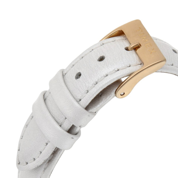 Reloj Timex para dama en acero chapa correa piel.