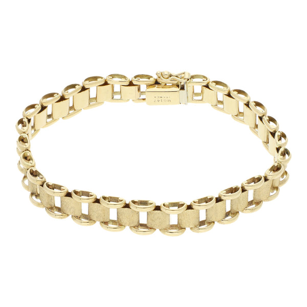 Pulsera eslabón articulado en oro amarillo 14 kilates.