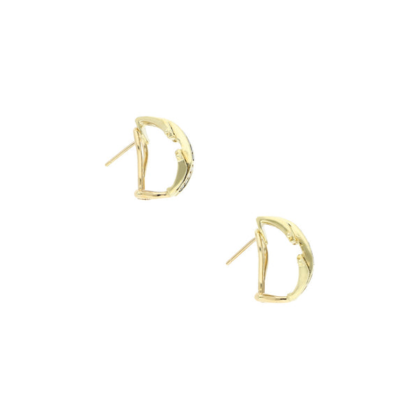 Aretes diseño especial con diamantes y zafiros en oro amarillo 14 kilates.