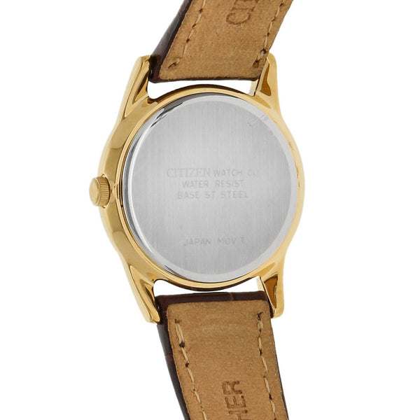 Reloj Citizen para dama en acero chapa correa piel.