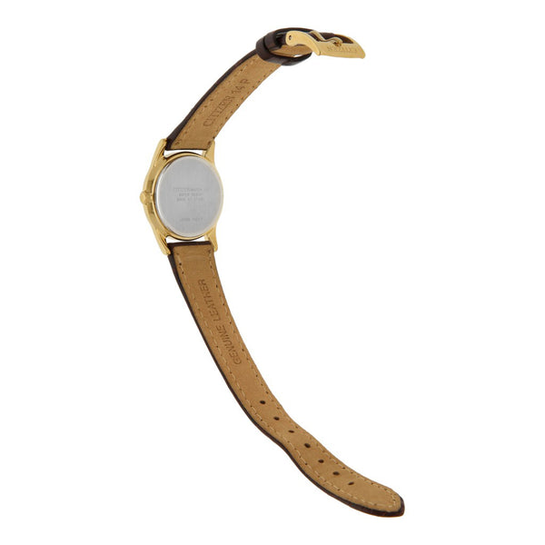 Reloj Citizen para dama en acero chapa correa piel.