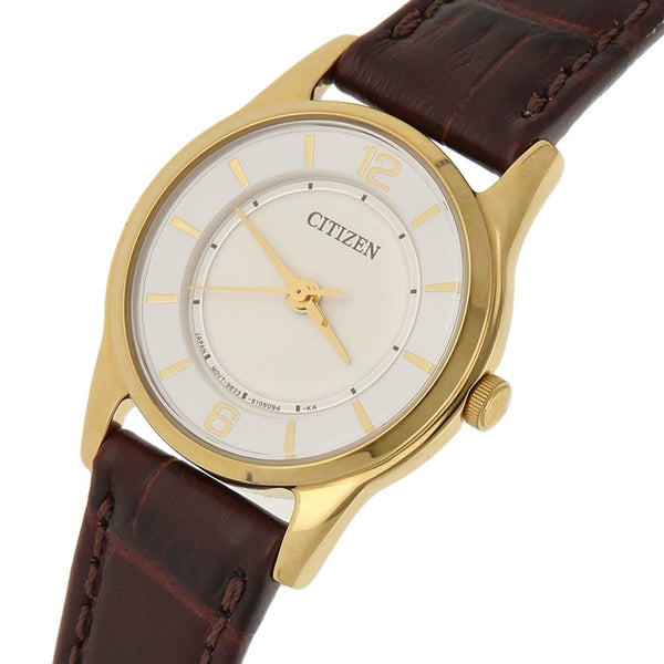 Reloj Citizen para dama en acero chapa correa piel.