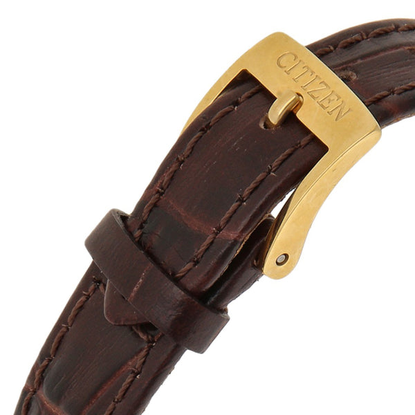Reloj Citizen para dama en acero chapa correa piel.