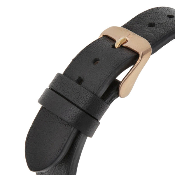 Reloj Haste para dama en acero chapa correa piel.