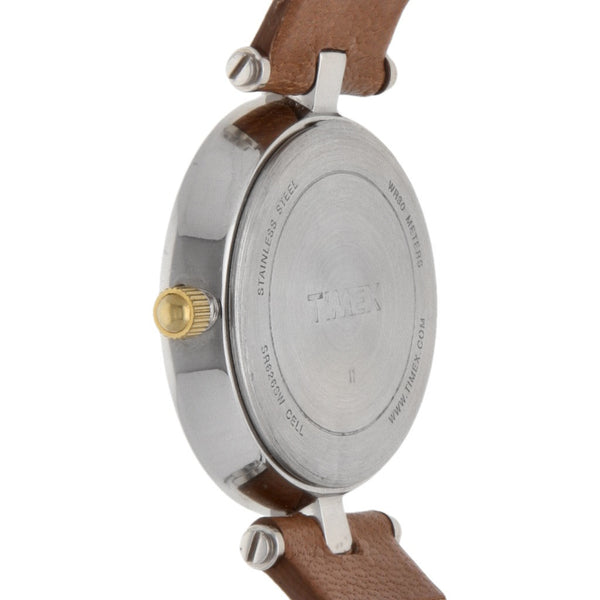Reloj Timex para dama en acero correa piel.