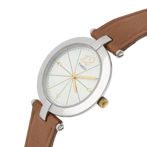 Reloj Timex para dama en acero correa piel.