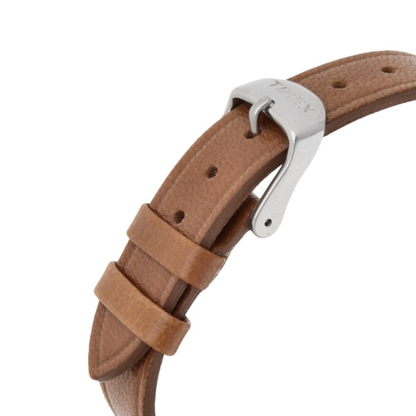 Reloj Timex para dama en acero correa piel.