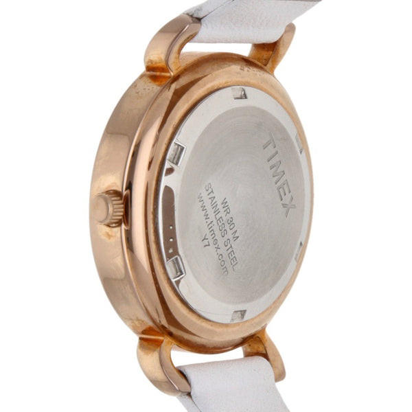 Reloj Timex para dama en acero chapa correa piel.
